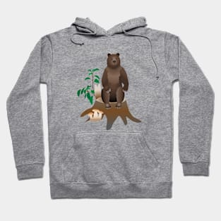 Bear sits on stump Hoodie